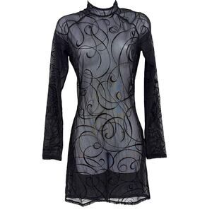 Patrice Catanzaro Sheer Velvet Burnout Mini Dress Sz 10 Club Gothic Rave Fetish